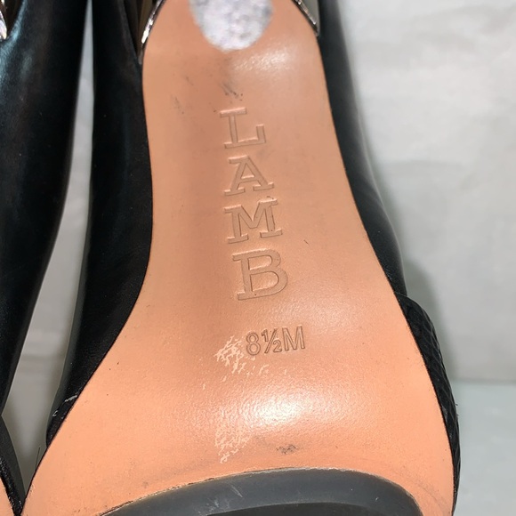 L.A.M.B. Trina D'Orsay Pump Black Leather/Chrome Heel women’s size 8.5 - Picture 8 of 8